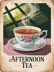 A hot cup of coffee with a spoon on a white saucer, perfect for a cozy breakfast beverage