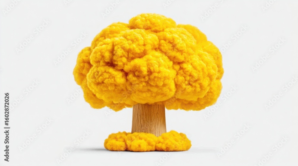 Poster striking image of a yellow tree symbolizing business disruption and core concepts in a minimalistic 