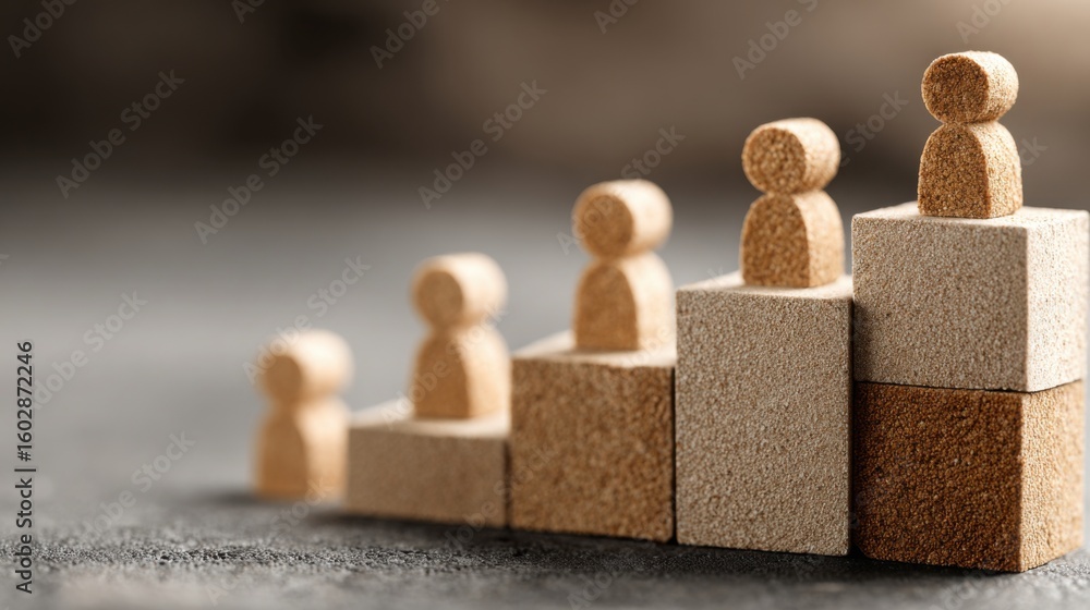 Aufkleber diverse group of individuals standing on colorful blocks representing teamwork and business growth i