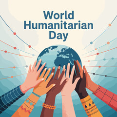 World Humanitarian Day, Global business team connecting around the world