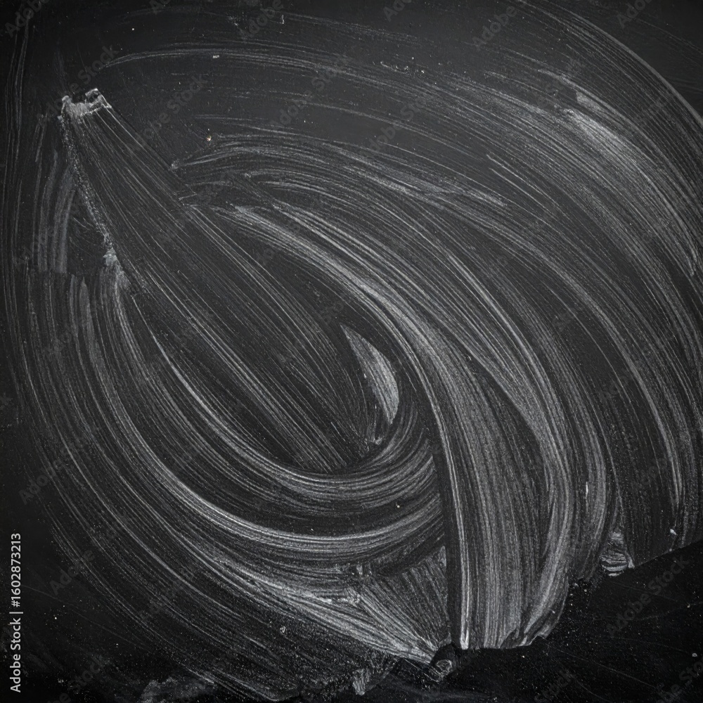 Poster abstract swirling chalkboard texture with dark background and wipe marks closeup