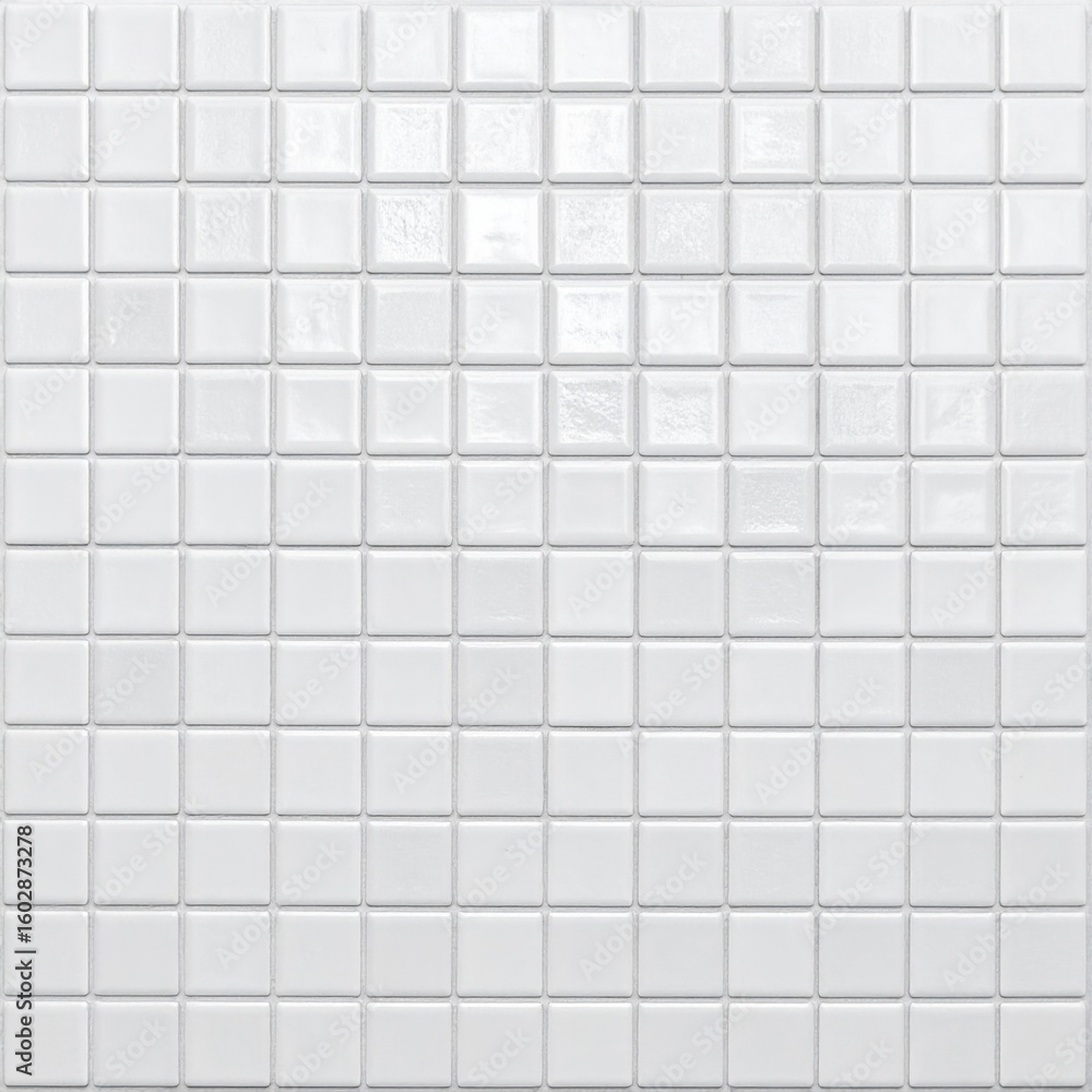 Poster seamless white mosaic tile pattern with geometric square grid background
