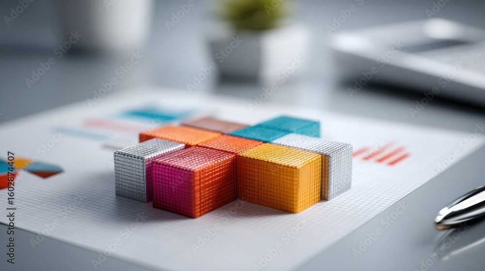 Poster collaboration heat map icon concept with pen and paper on a table signifying teamwork and brainstorm
