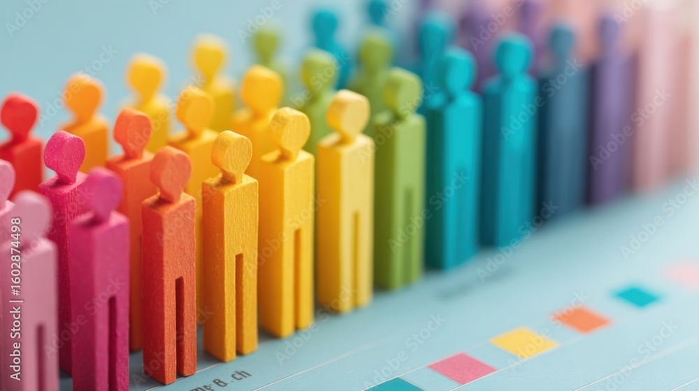 Poster a group of people standing in a line as a collaborative climb visual icon concept signifying team un