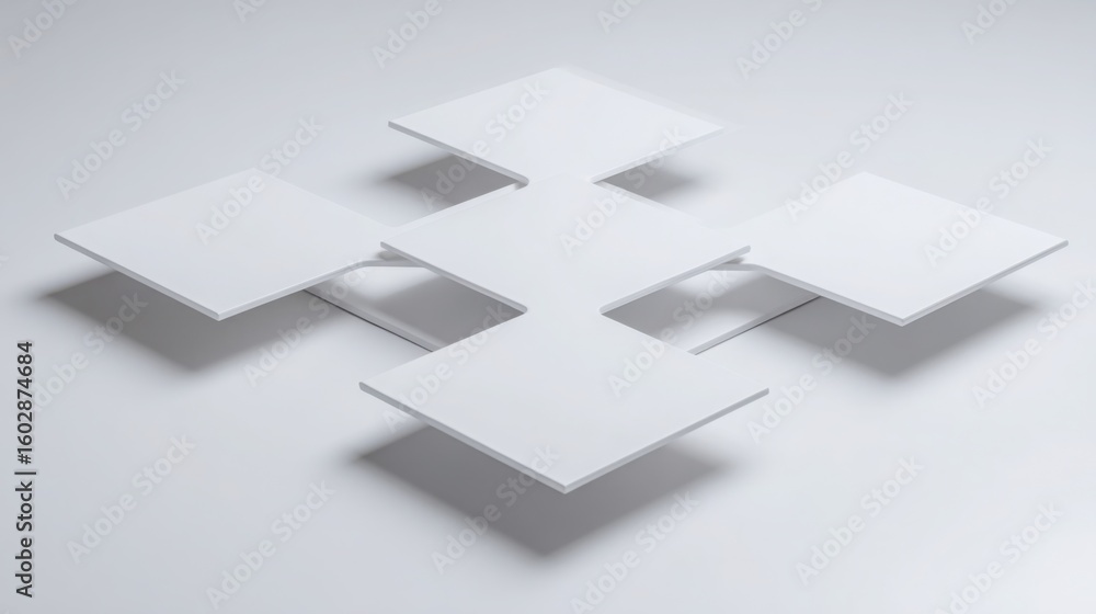 Poster a white cross made of squares representing collaborative fund allocation map icon concept for financ