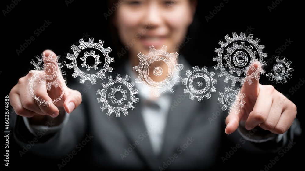 Poster man holding a set of gears representing analytical tools for understanding motivation drivers and te