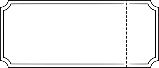 Blank ticket with perforated edge and decorative corners vector
