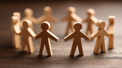 A group of wooden people representing the core elements of organizational culture in a conceptual culture map design