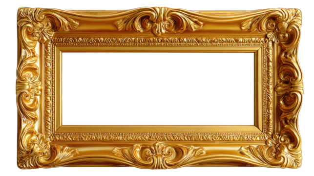 Golden Frame: An ornate gold frame, crafted with intricate details and elegant design, offers a touch of timeless luxury and artistic flair.
