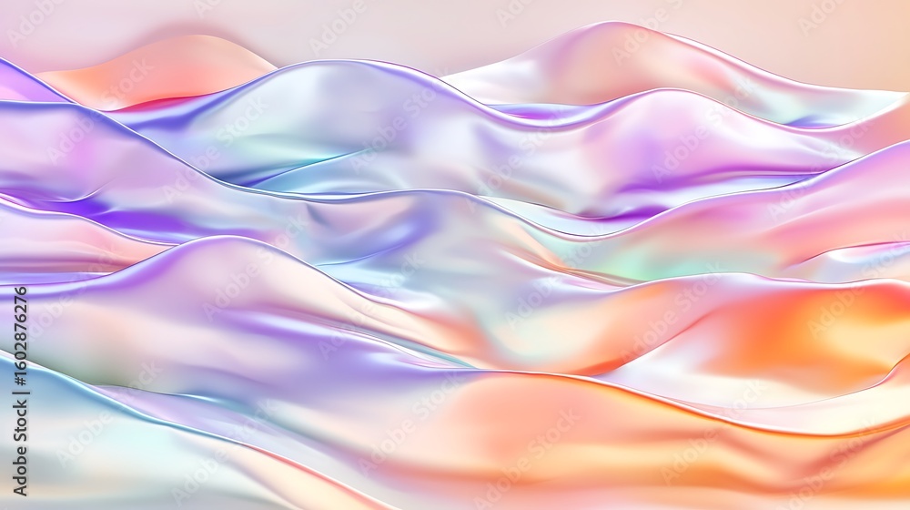 Poster colorful abstract waves with soft flowing texture and iridescent surface for artistic backgrounds an