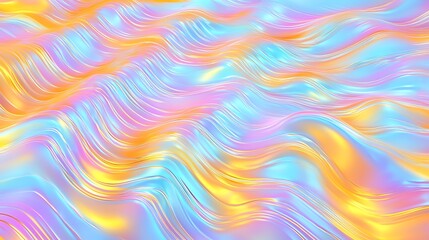 Obraz premium Colorful Wave Background with Flowing Lines in Soft Pastels of Blue, Pink, and Yellow Creating a Dreamy Atmosphere