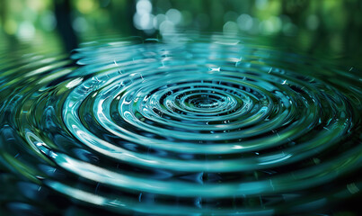 Illustrate a soothing background with concentric circles in calming shades of blue and green, Generate Ai