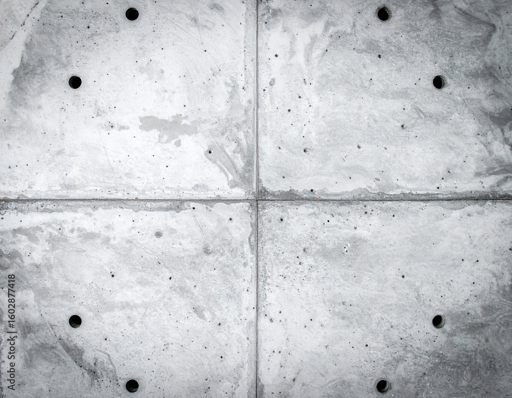 Poster gray concrete block wall with square sections in seamless pattern design