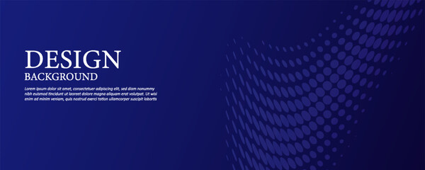 Abstract dark blue banner template. Vector minimal wavy line background with text for social media cover, header