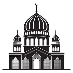 Striking Silhouette of a Mosque Architectural Marvel Depicting Islamic Art and Faith A Majestic Religious Symbol of Harmony and Spirituality