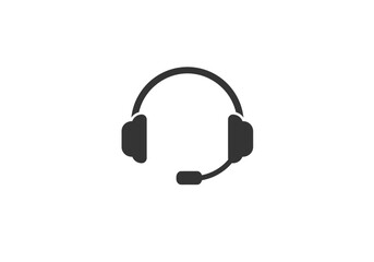 Simple Gray Icon of a Headset with Earcups and Microphone