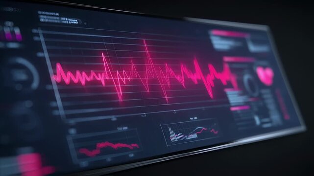 Modern fitness technology dashboard displaying vibrant heartbeat metrics and biometric indicators highlighting personalized health monitoring and the importance of datadriven fitness
