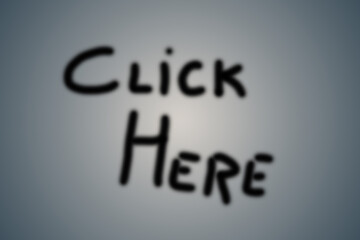 Banner with gray background saying Click Here. Illustration for websites. Icon.