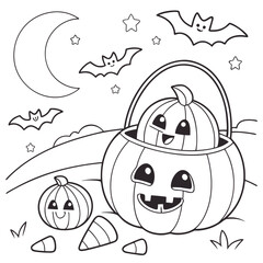 halloween pumpkin coloring-page vector illustration