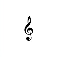 Fototapeta premium A simple, black treble clef symbol on a white background, representing musical notation and harmony. It is a classic and elegant design