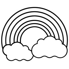 Minimal Rainbow Cloud Line Art