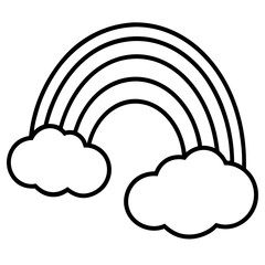 Minimal Rainbow Cloud Line Art