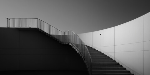 Obraz premium black and white minimalist photo with a black and white background, stairway to heaven