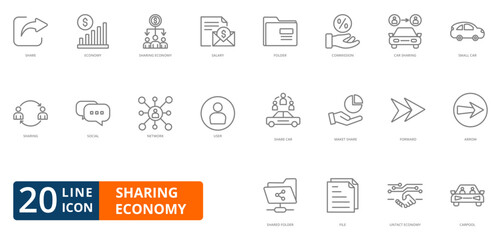sharing economy line icon set
