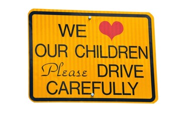 Watch for children drive carefully sign