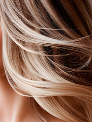 Naklejka premium young girl with well-groomed blonde hair. Woman with hairstyle with curls. Portrait for design