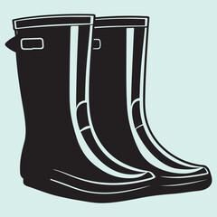 Rain Boots Silhouette Illustration