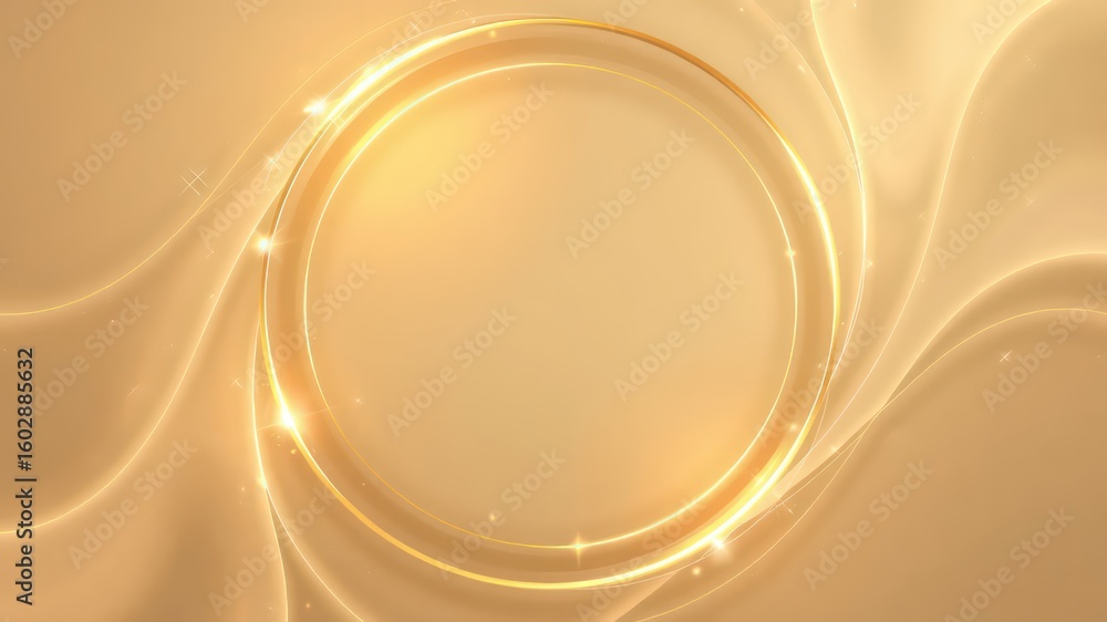 Aufkleber elegant golden circle frame with soft waves and subtle sparkles for luxurious backgrounds or present