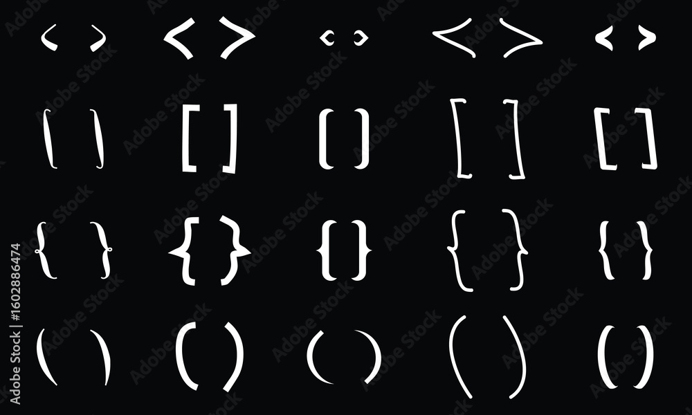 Poster bracket icon collection. black bracket set. set of text brackets design. icons vintage typography sy
