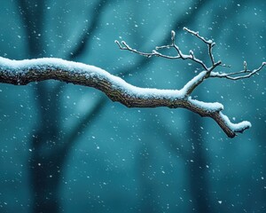 Snowy winter branch reaching out