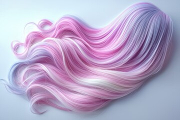 Vibrant, pastel-toned wig with flowing, wavy hair.  Pink, purple, and white strands blend beautifully