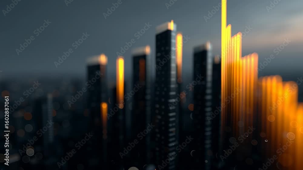 Poster futuristic city skyline with hud elements displaying data and light effects for immersive environmen
