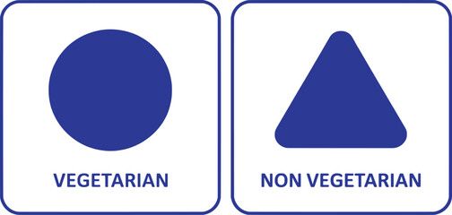 Vegetarian non vegetarian symbols blue white vector