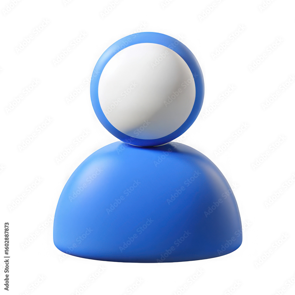 Poster simple blue 3d icon representing a person or user profile isolated on transparent background