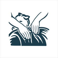 Pet Massage Therapy Vector Illustration Pet Massage Hands gently pressing on a back