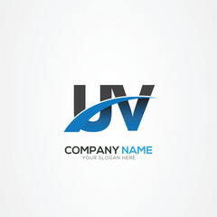 UV VU Letter Logo Design with a Creative Cut Creative logo design