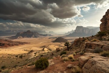 Vast desert canyon dramatic sky landscape