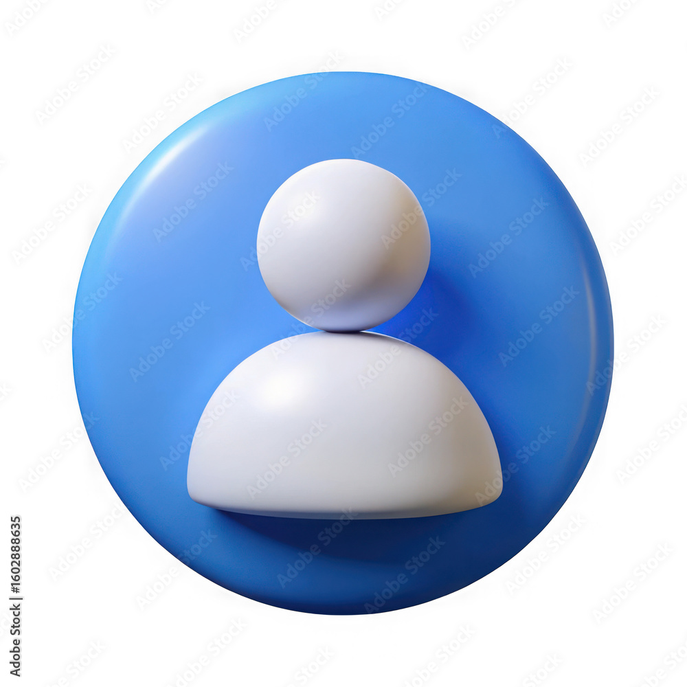 Aufkleber simple 3d render of a white user profile icon with a blue circle background isolated on transparent 