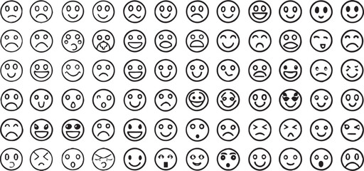 "Emoticons & Smileys Line Icons Set – Facial Expression, Emoji & Mood Vector Pack"