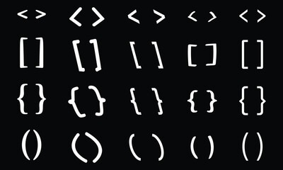 Braces or curly brackets set icons.