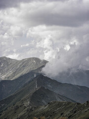 clouds over the mountain peaks