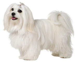 pure white Maltese dog on transparent background