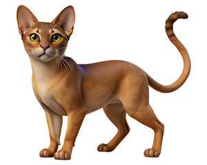 3D icon of a ruddy Abyssinian cat on transparent background