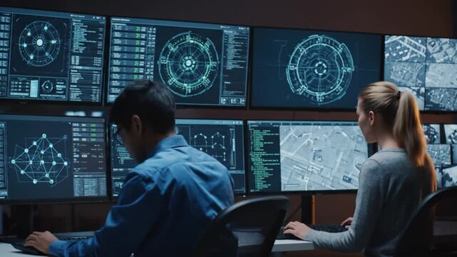 Cyber Security Experts in Control Room 4k video