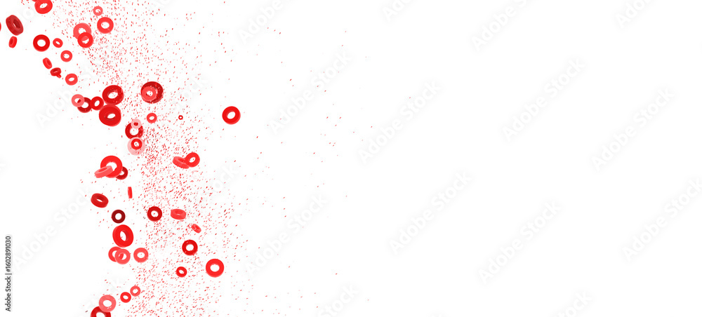 Poster abstract background with red rings and particles. perfect for presentations or websites.