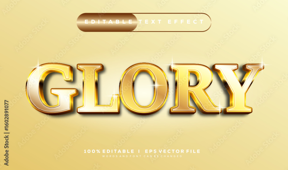 Poster glory 3d vector text effect with modern style design
